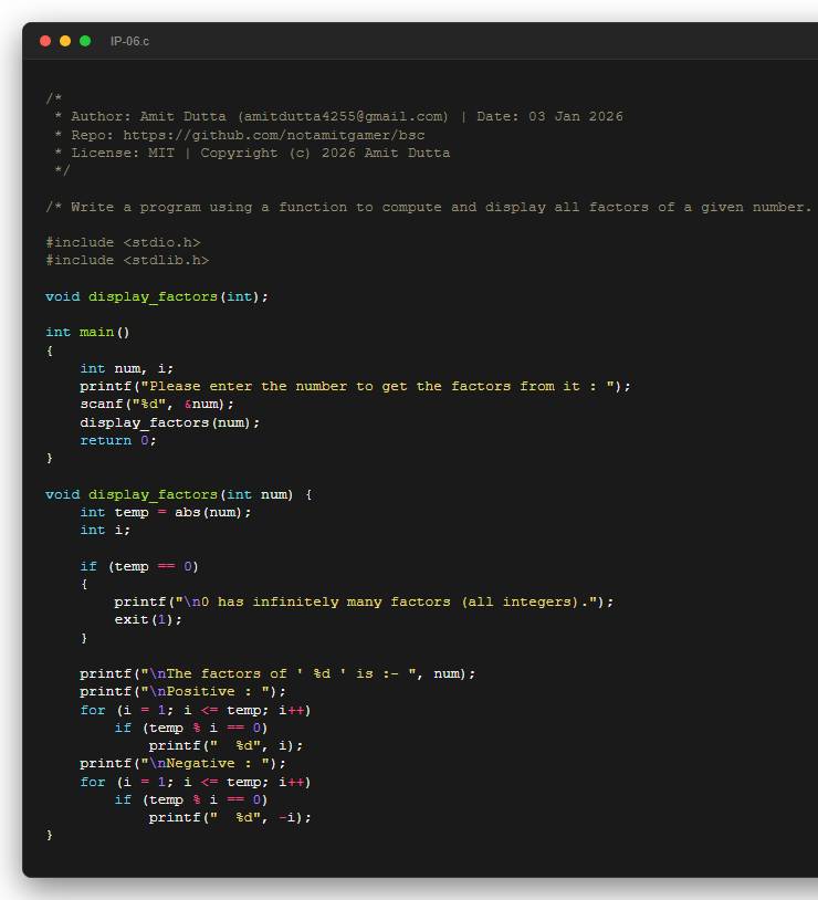 Write a program using a function to compute and display all factors of a given number.